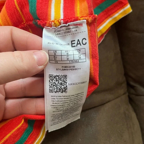 Guess J Balvin Vibras Short Sleeve Embroidered Striped‎ T Shirt Medium - Picture 6 of 7